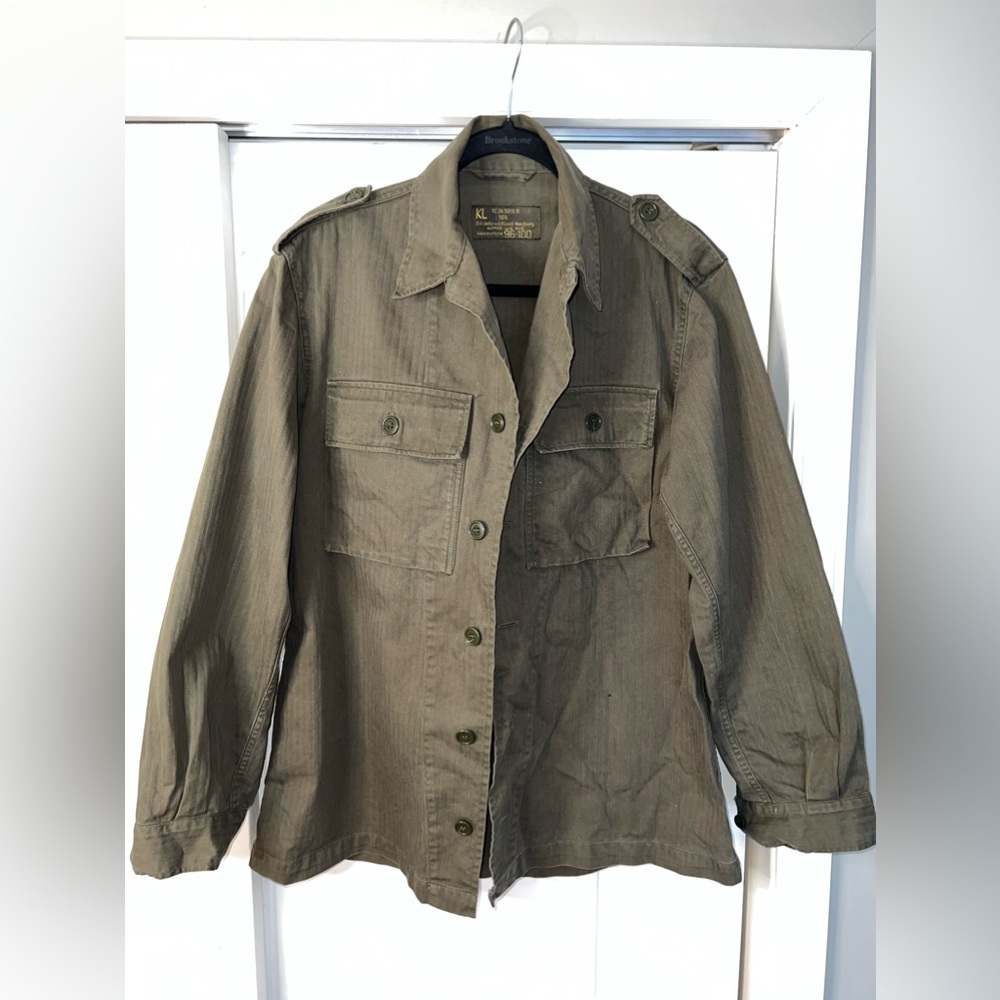 Military Style Linen Jacket L